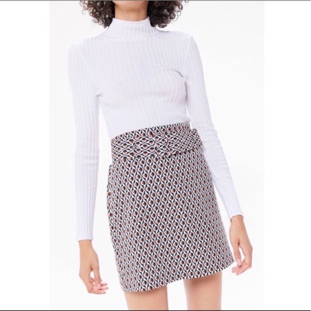 UO Goldie Jacquard Belted Mini Skirt